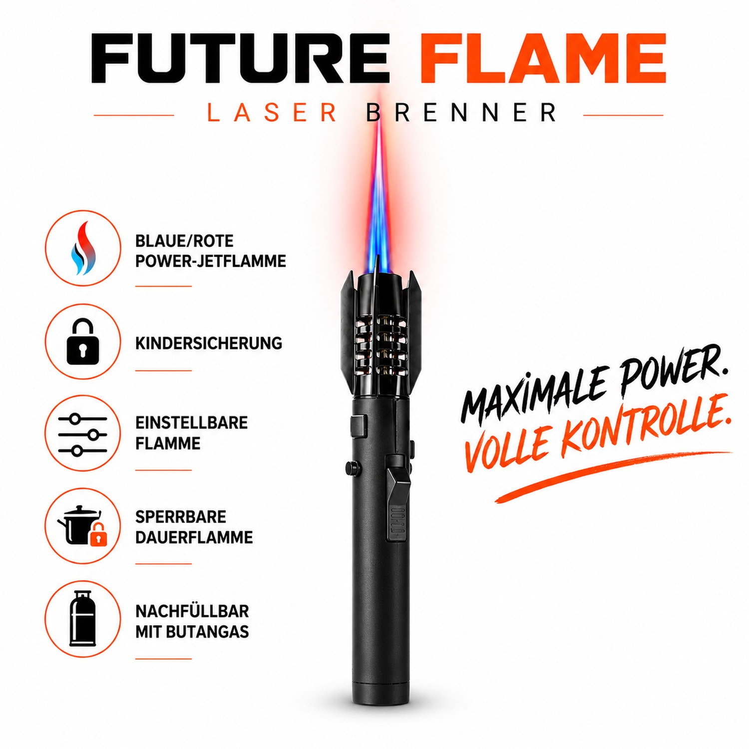 Tobaliq Power-Jet-Flame-Brenner | 20,5 cm | FUTURE FLAME | 6er Display