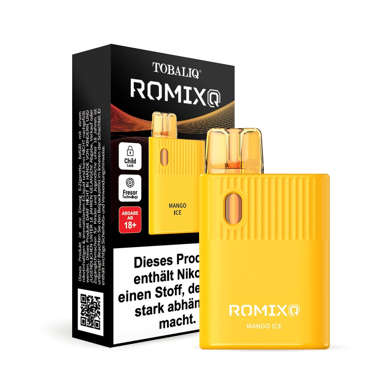 TOBALIQ RomixQ – 20mg Nikotin, 600 Puffs – Mango Ice TOBALIQ RomixQ – 20mg Nikotin, 600 Puffs – Mango Ice