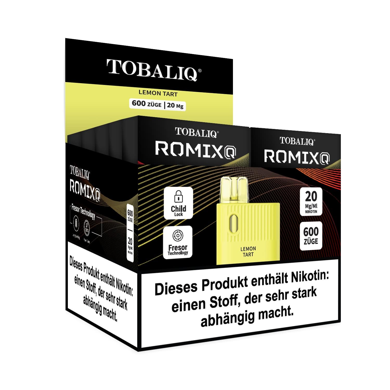 TOBALIQ RomixQ – 20mg Nikotin, 600 Puffs – Lemon Tart TOBALIQ RomixQ – 20mg Nikotin, 600 Puffs – Lemon Tart
