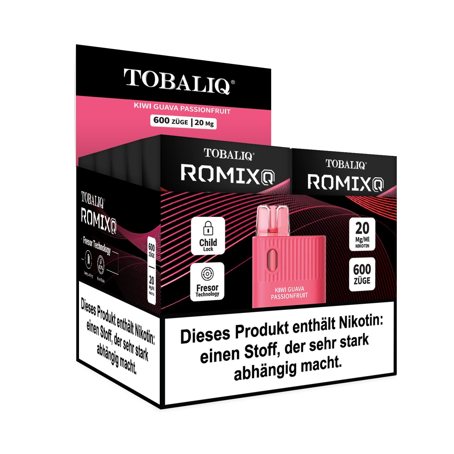 TOBALIQ RomixQ – 20mg Nikotin, 600 Puffs – Kiwi Guava Passionfruit TOBALIQ RomixQ – 20mg Nikotin, 600 Puffs – Kiwi Guava Passionfruit