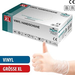 Vinyl-Medical "XL" Handschuhe, 100 St./Box, transparent